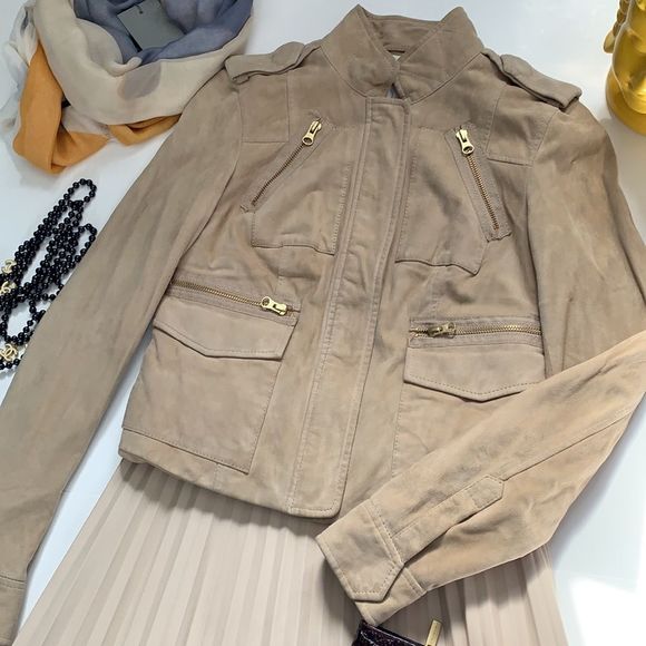 Adam Lippes suede beige jacket size 2 or XS - Picture 3 of 12